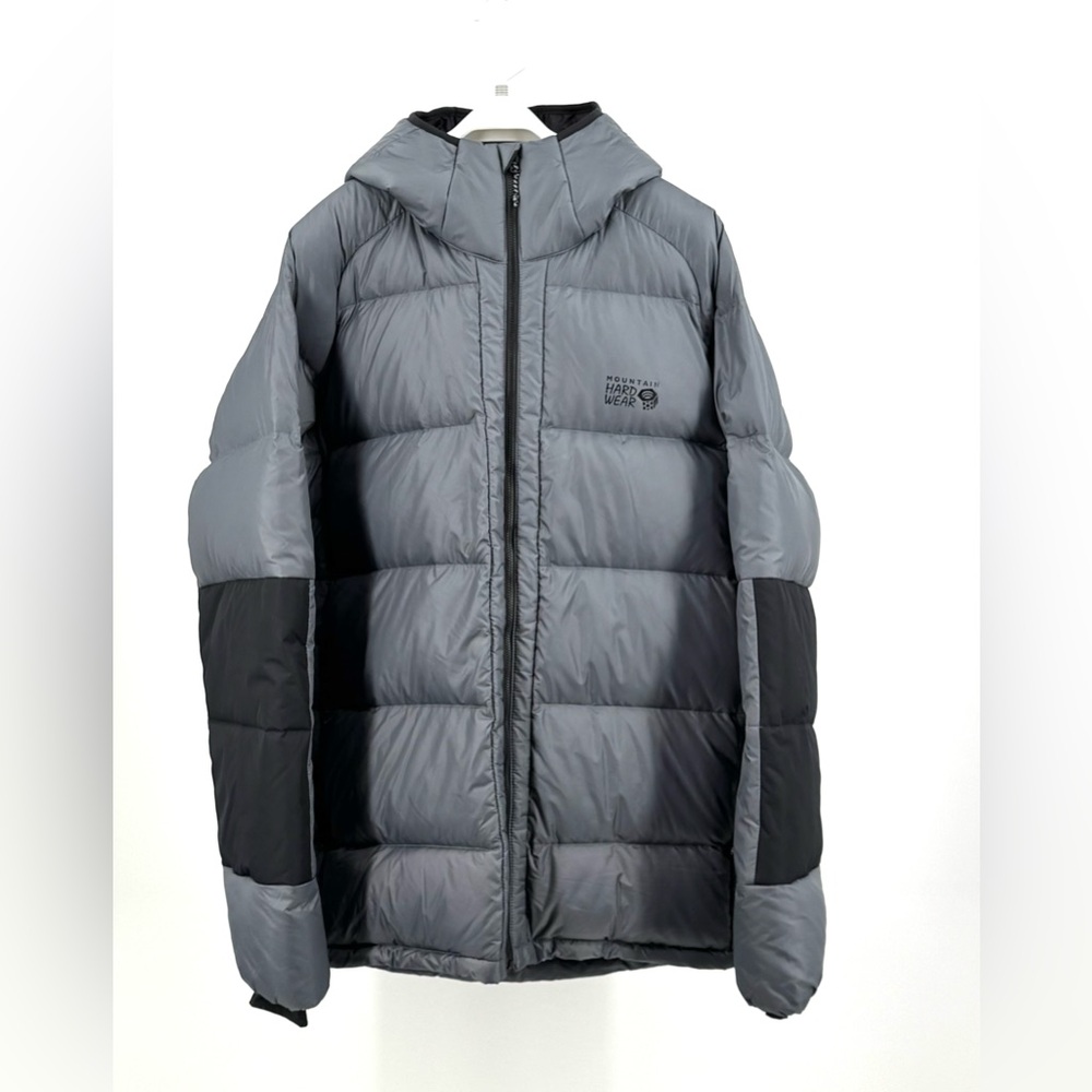 Mountain Hardwear Men's Gray Hooded Down Puffer Full Zip Jacket Size XXL